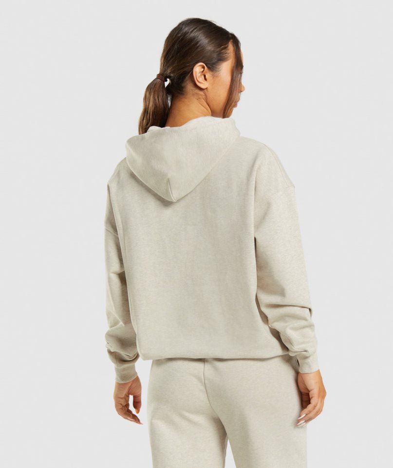 Women's Gymshark Rest Day Sweats Hoodie Beige | CA 7386D1